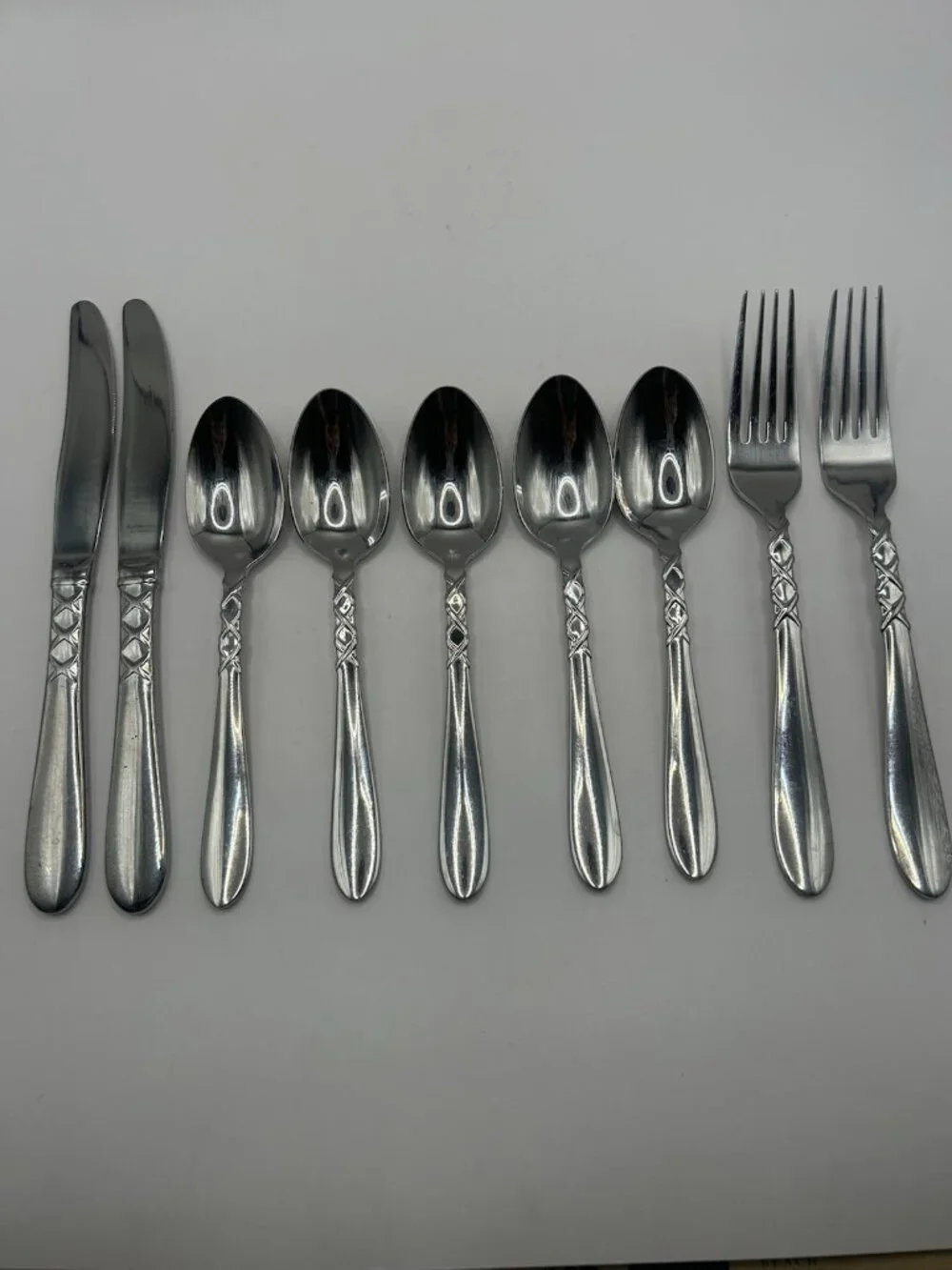 Gorham Ballet Ribbon Stainless Flatware 9 Pc Fork Spoon Knife Set Discontinued